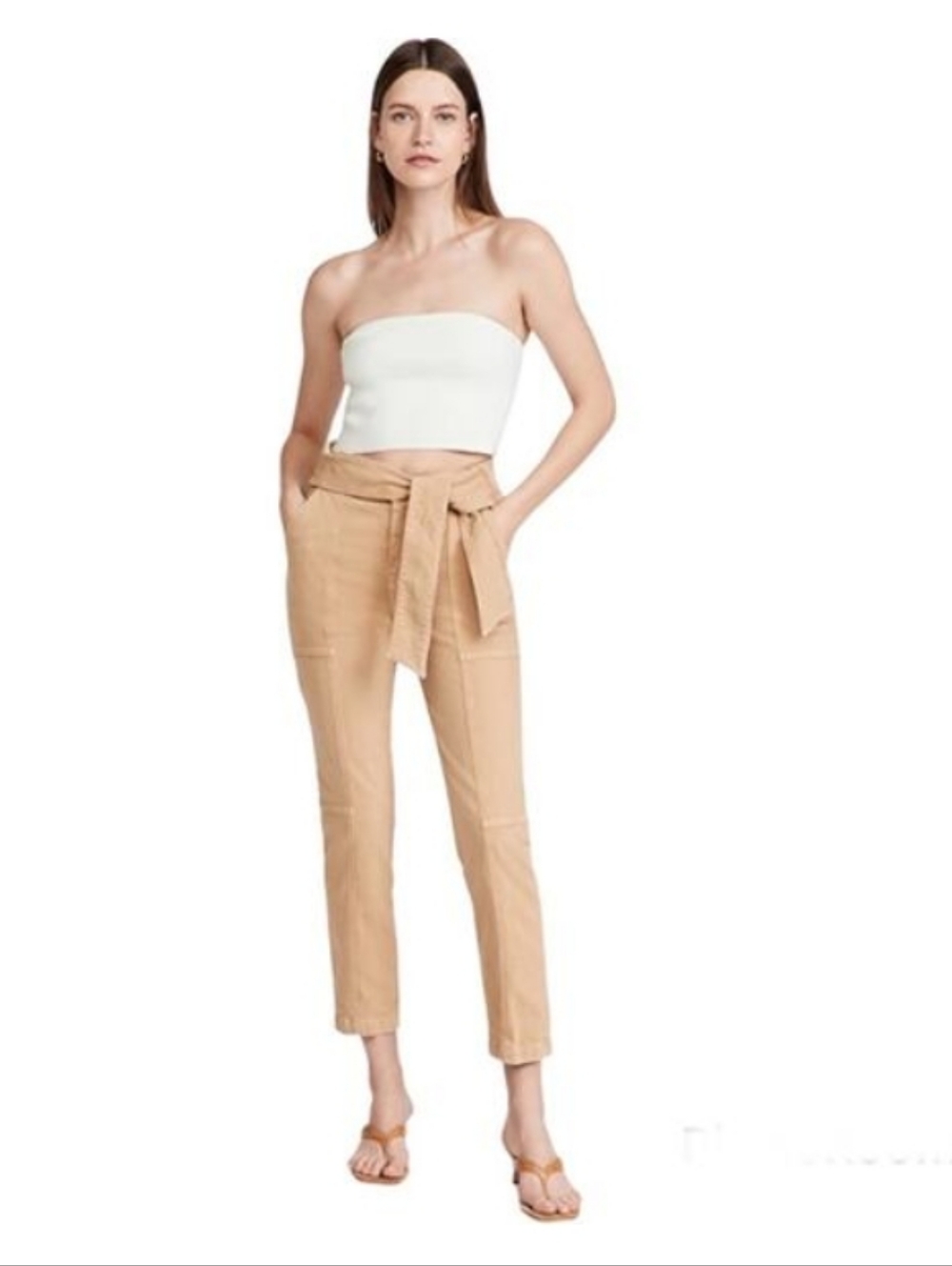 JONATHAN SIMKHAI Henley Tie-Waist Pants — Tan
